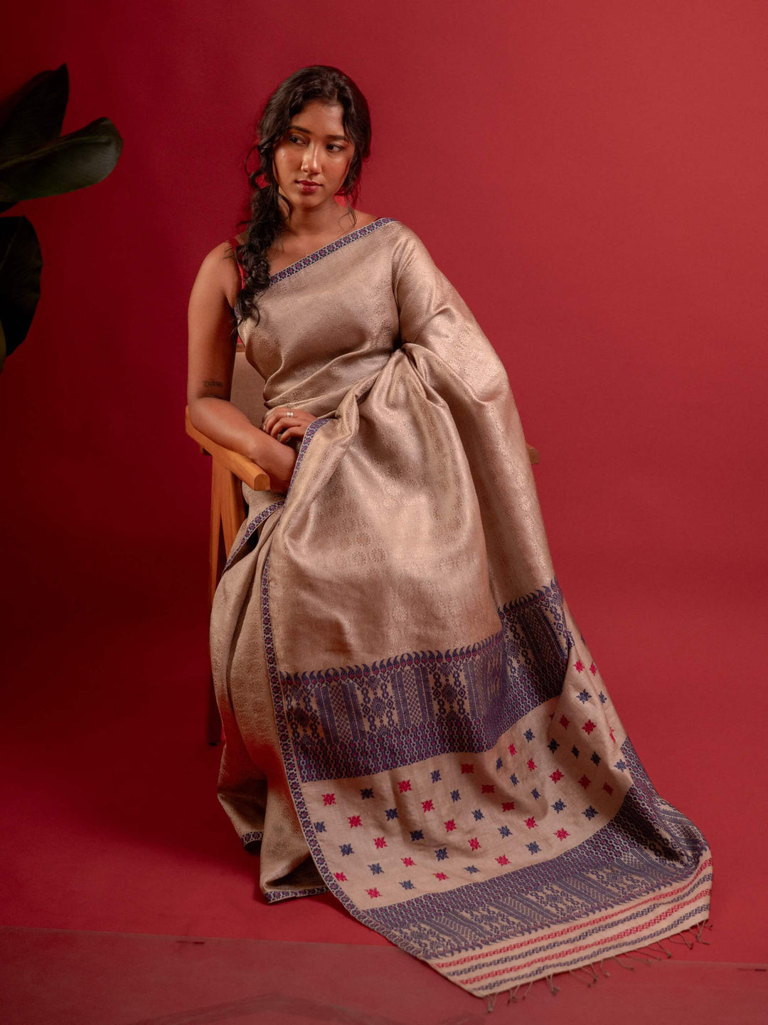 Indigo Tussar Silk Saree