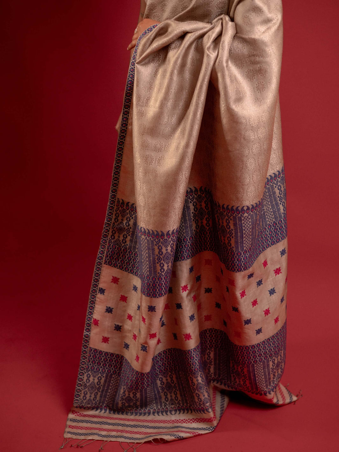 Indigo Tussar Silk Saree