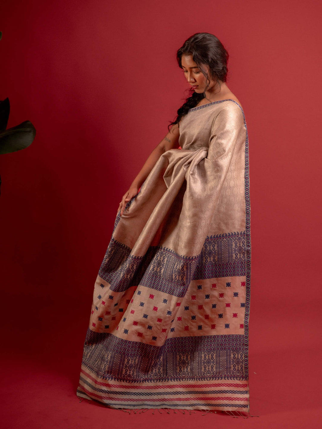 Indigo Tussar Silk Saree