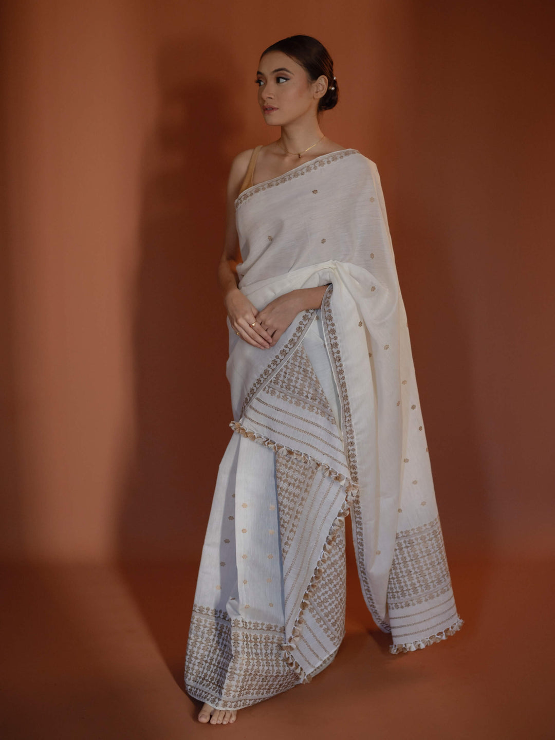 Ivory Silk Cotton Mekhela Sador