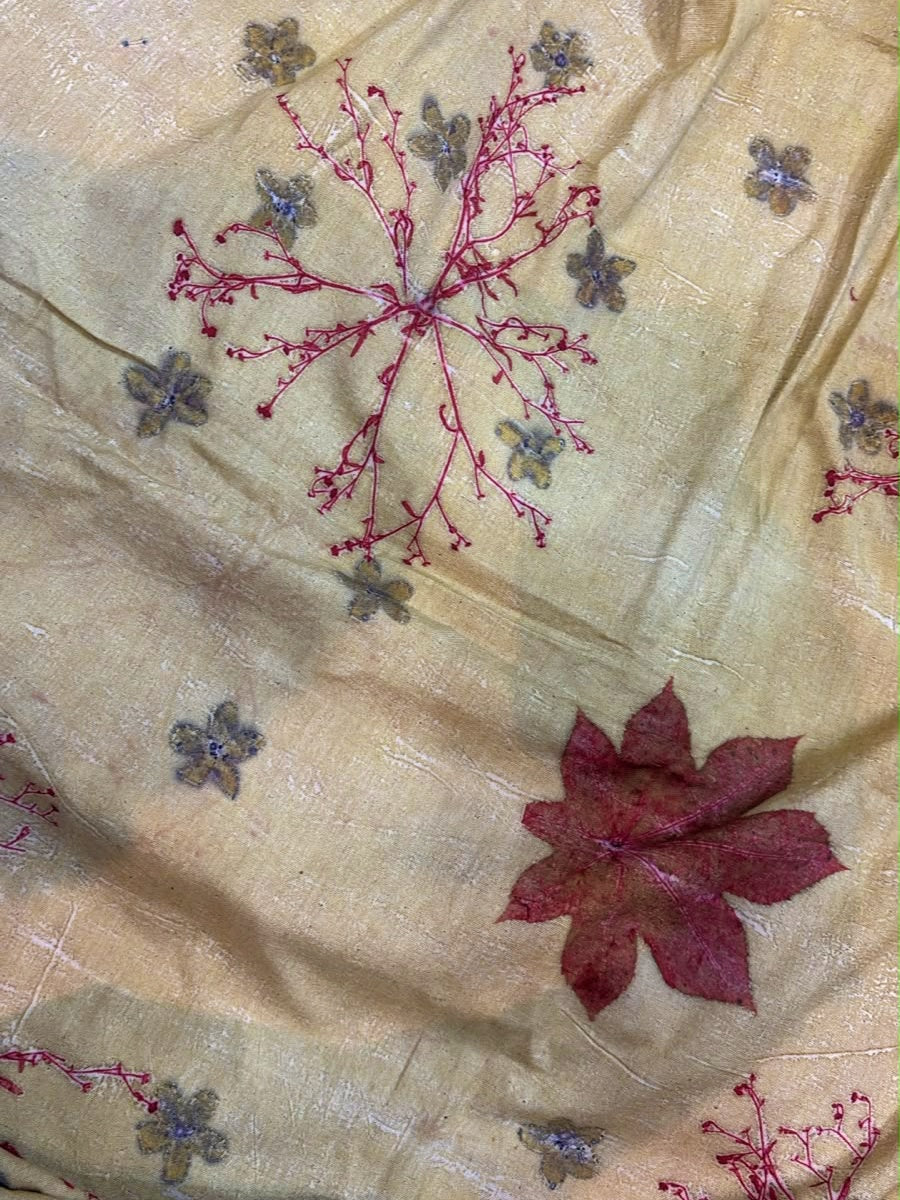 Turmeric Eco-Printed Silk Cotton Fabric
