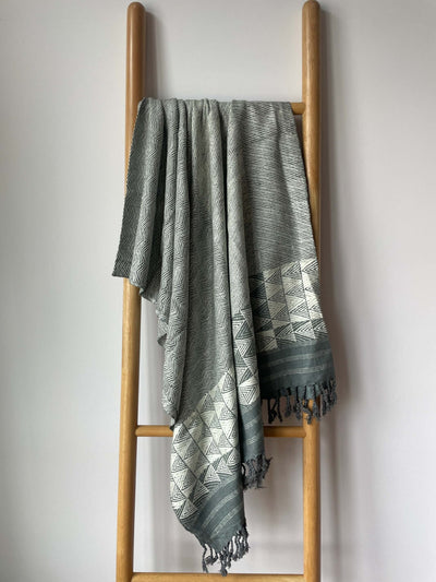 Grey White Eri Silk Shawl