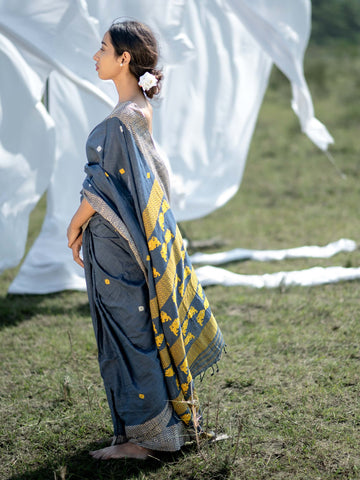 Indigo Eri Silk Saree