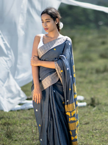 Indigo Eri Silk Saree