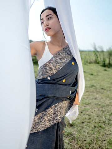 Indigo Eri Silk Saree