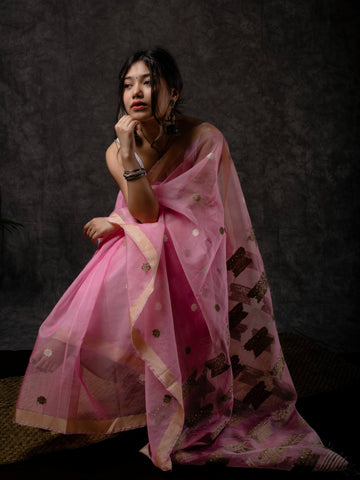 Pink Kesa Paat Silk Saree