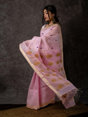 Carnation Pink Kesa Paat Silk Saree