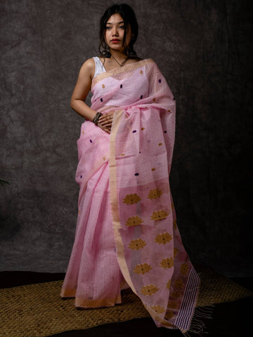 Carnation Pink Kesa Paat Silk Saree